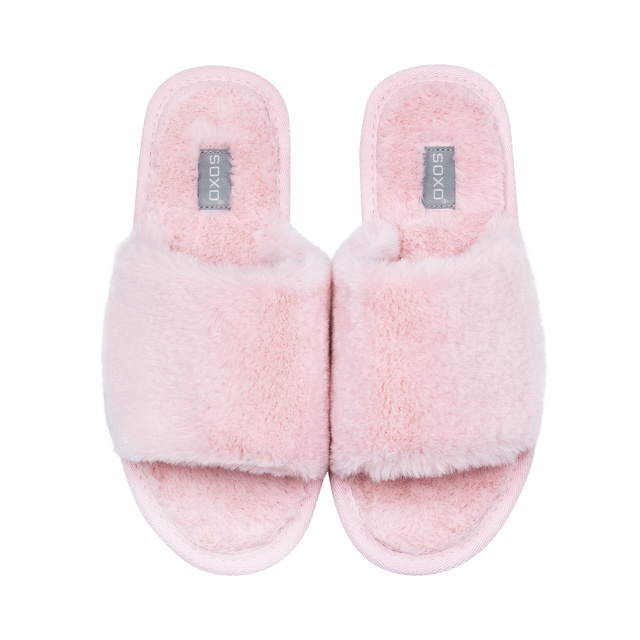 Ciabatte da donna SOXO in pelliccia rosa con suola rigida in TPR