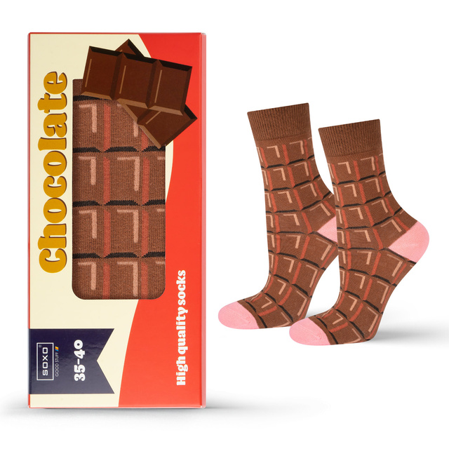 Calzini regalo da donna SOXO | barretta di cioccolato | Happy Gift