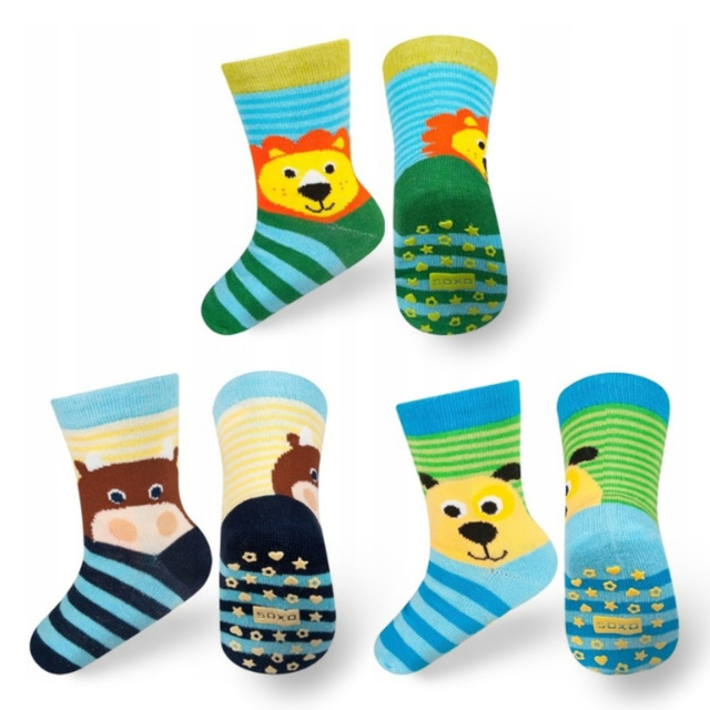 Set di 3 calzini colorati per bambini SOXO animali 