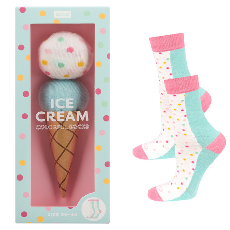 Set di 2x calzini da donna SOXO | Gelato in scatola | Ciambella | Idea regalo ideale 