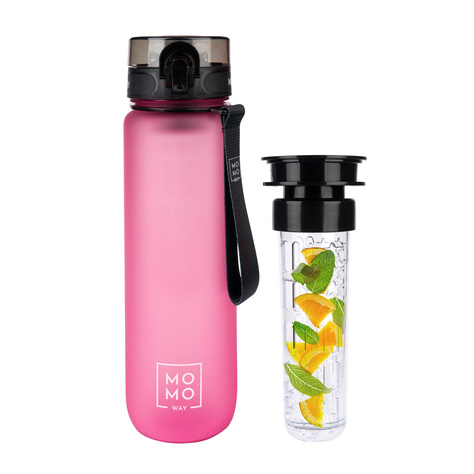 MOMO WAY Borraccia rosa scuro | ideale per i viaggi | BPA free | Tritan