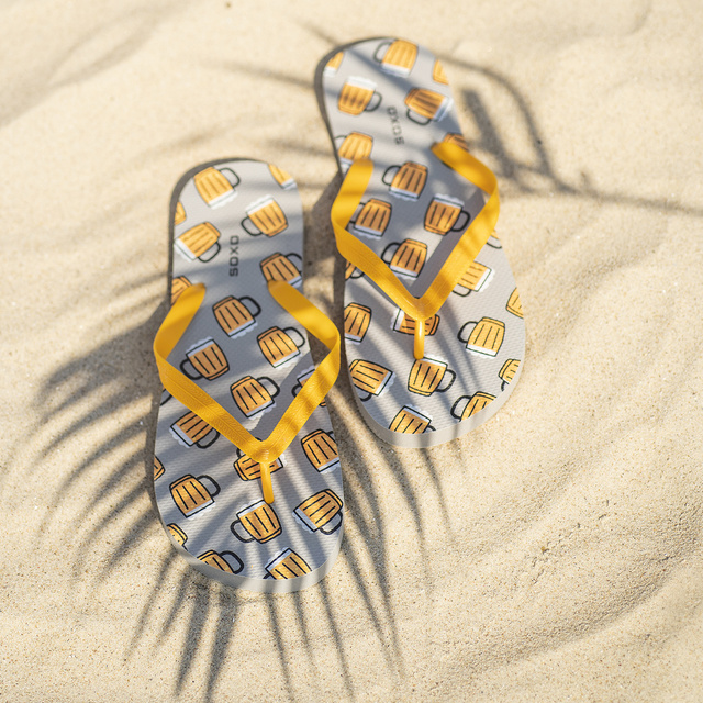 Comfort Donna Uomo SOXO Beach Flip Flops | Allegro e colorato in birra | Perfetto per le vacanze in spiaggia e in piscina