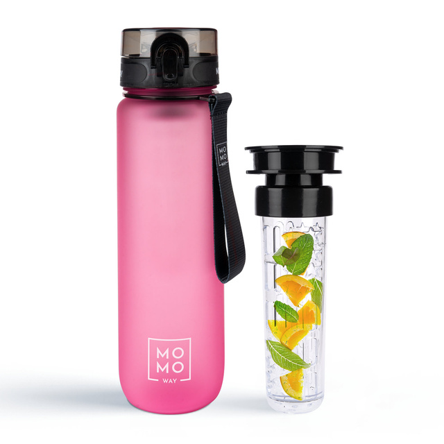 MOMO WAY Borraccia rosa scuro | ideale per i viaggi | BPA free | Tritan