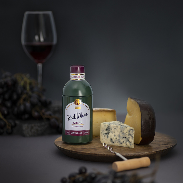 Calzini da donna SOXO GOOD STUFF divertenti con vino rosso in bottiglia regalo