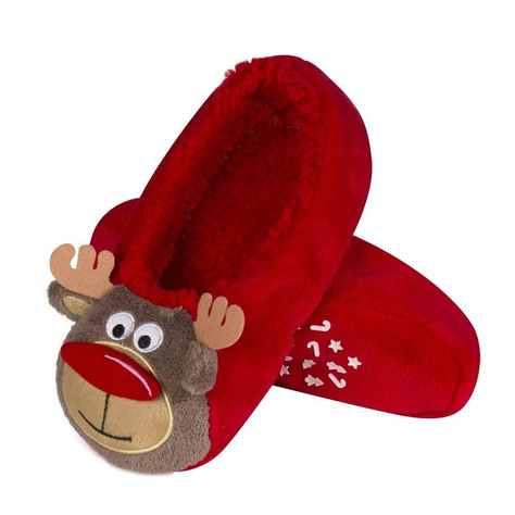 Pantofole di Natale SOXO 3D 'Reindeer face' rosso