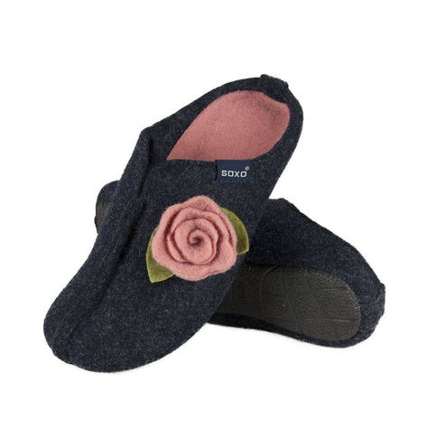 Pantofole da donna SOXO di feltro suola TPR blu