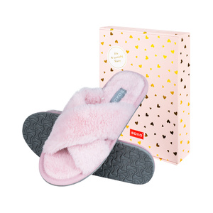 SOXO pantofole rosa morbide da donna in confezione regalo con adesivi