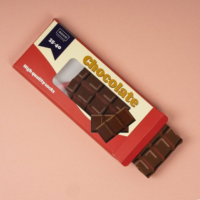 Calzini regalo da donna SOXO | barretta di cioccolato | Happy Gift