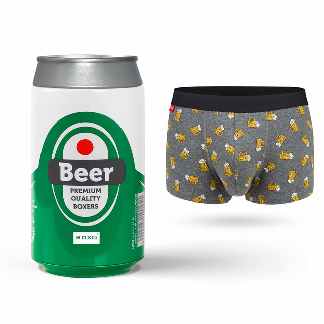 Boxer da uomo in lattina di birra SOXO | Regalo divertente | Festa del ragazzo | Mutandine per lui in confezione originale