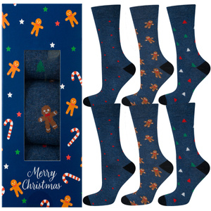 Set 3x calzini da uomo colorati SOXO GOOD STUFF calzini in cotone regalo di buon Natale