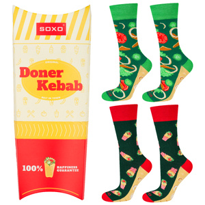 Set di 2 calzini da uomo SOXO colorati | kebab | regalo divertente per uomo | colori