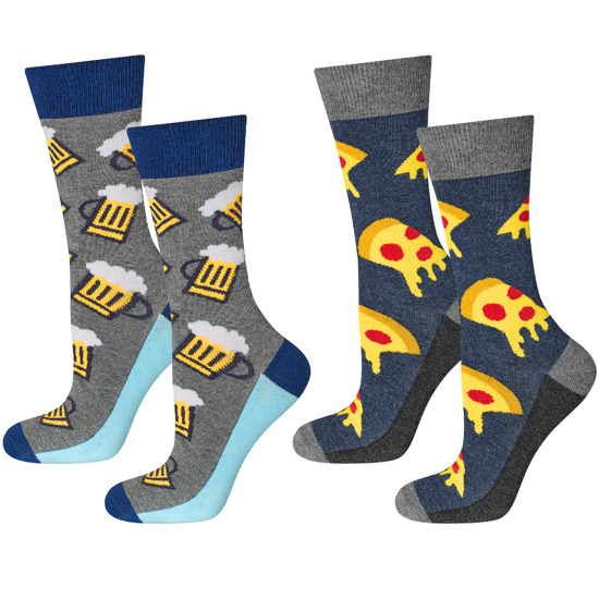 2x calzini da uomo colorati SOXO GOOD STUFF regalo divertente Pizza Beer