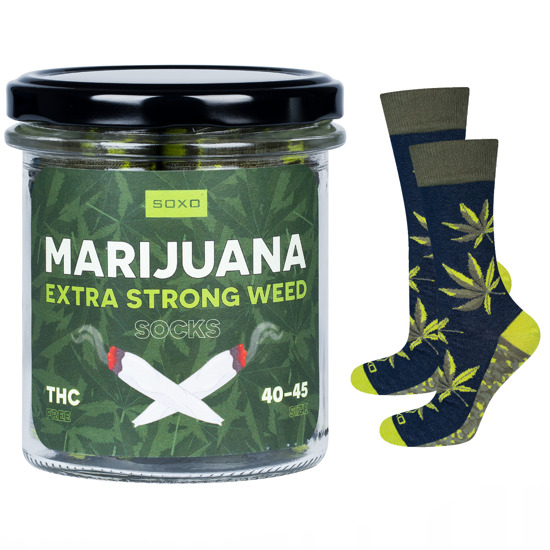 Calzini colorati da uomo SOXO GOOD STUFF marijuana in un barattolo di cotone
