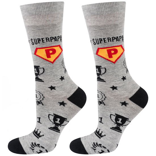 Calzini colorati da uomo SOXO con la scritta "SuperPapa" | Regalo per la festa del papà