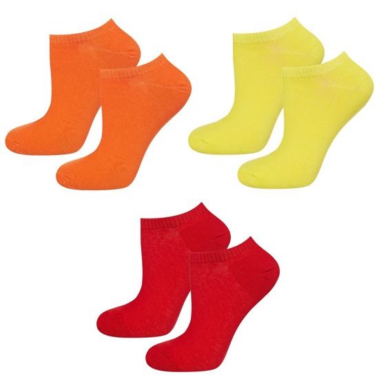 Le donne footie SOXO rosso, arancione, giallo - confezione da 3