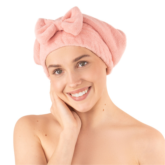 MOMO WAY turbante da bagno rosa con fiocco | asciugamano 