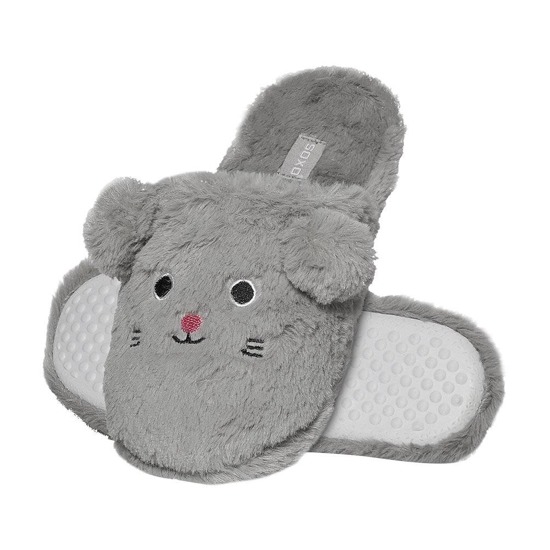 Pantofole SOXO - mouse - grigio con suole dure