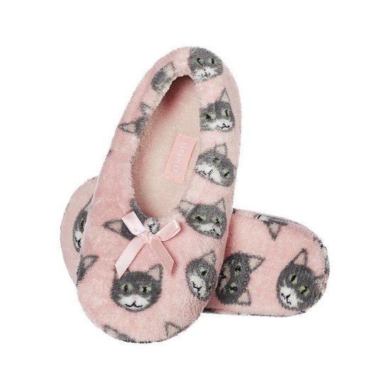 Pantofole ballerine gatti SOXO rosa con suola morbida 