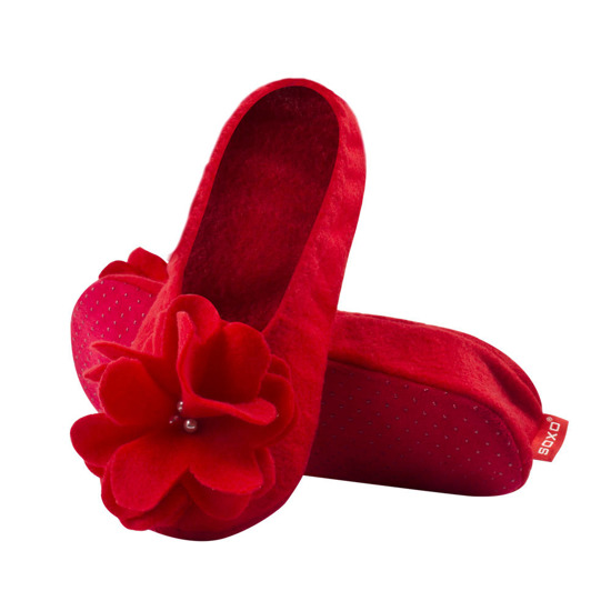 Pantofole ballerine in feltro rosso SOXO 
