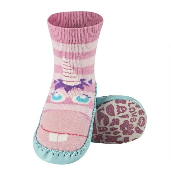 Pantofole da bambina SOXO con l'unicorno suola di pelle rosa