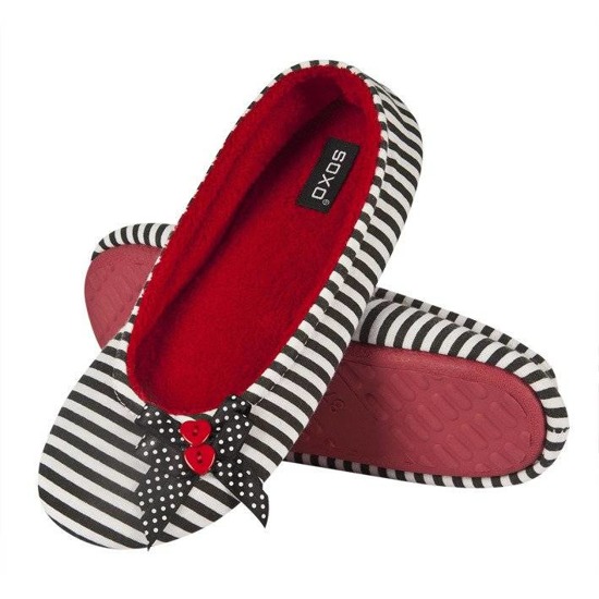 Pantofole da donna BALLERINE SOXO con bottoni - rosso