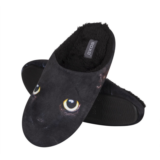 Pantofole da donna SOXO con l'immagine di un gatto e una suola rigida in TPR 