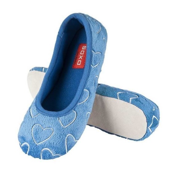 Pantofole da donna ballerine SOXO suola morbida azzurro