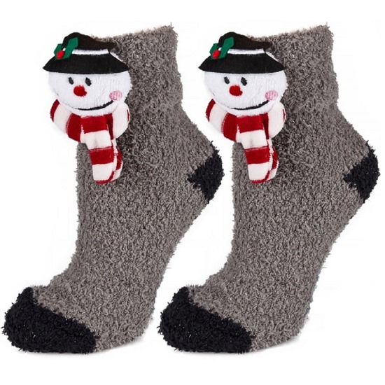 SOXO calze da donna in ciniglia - "Babbo Natale"