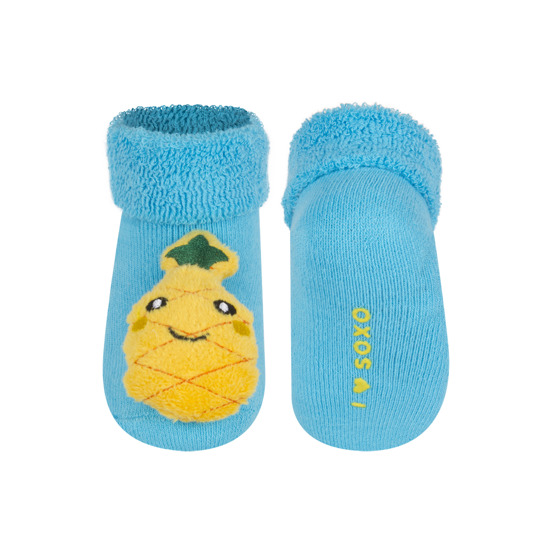 SOXO calzini blu per bambini con sonaglio 3D ananas