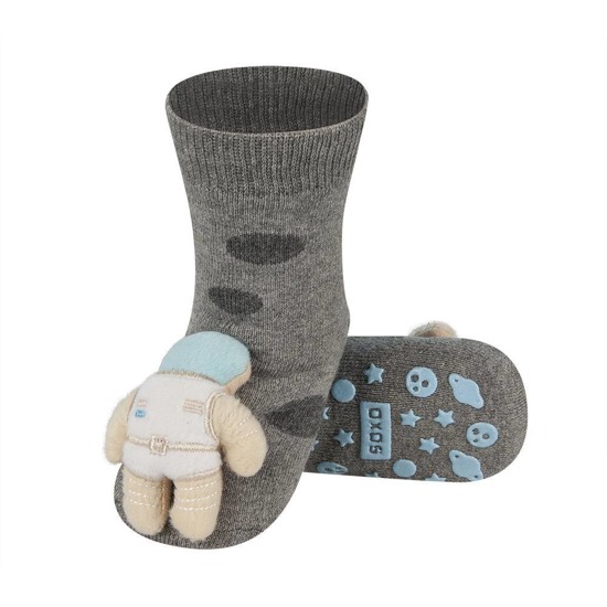 SOXO calzini grigi per bambini con sonaglio cosmonauta in ABS 3D