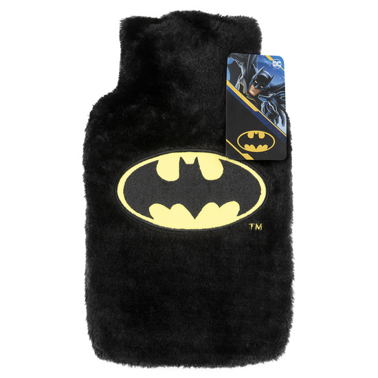 Scaldabagno SOXO nero per borsa dell'acqua calda con custodia in peluche Idea regalo BATMAN GRANDE 1,8l