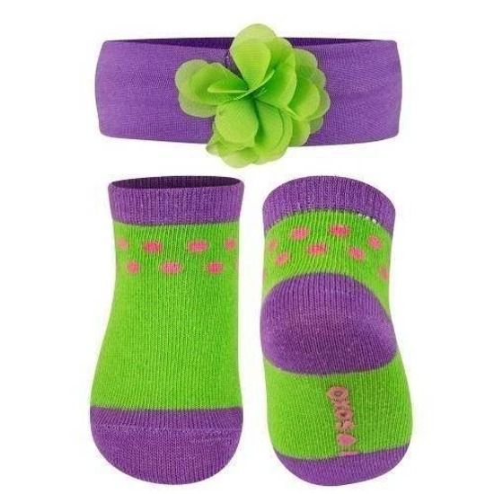 Set da bambino viola-verde calzini SOXO con fascia