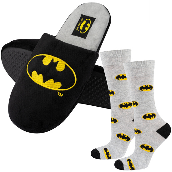 Set di 1x calzini colorati SOXO Batman da uomo e 1x pantofole Batman da uomo 