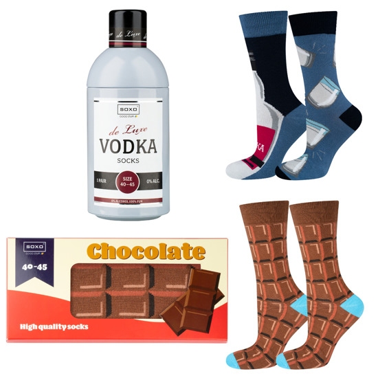 Set di 2 calzini colorati SOXO Vodka e cioccolato