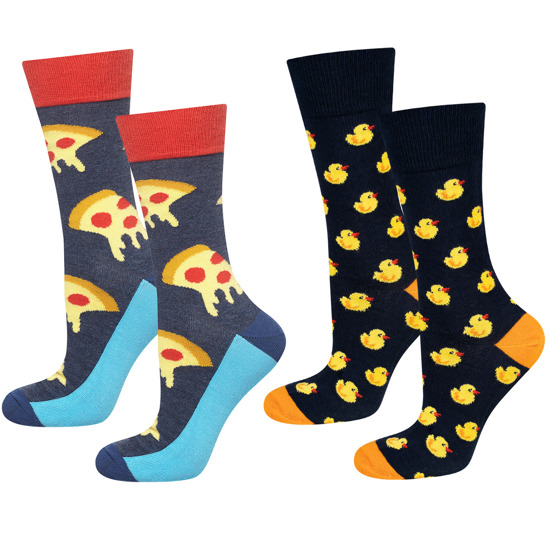 Set di 2 calzini da uomo colorati SOXO GOOD STUFF regalo divertente Pizza