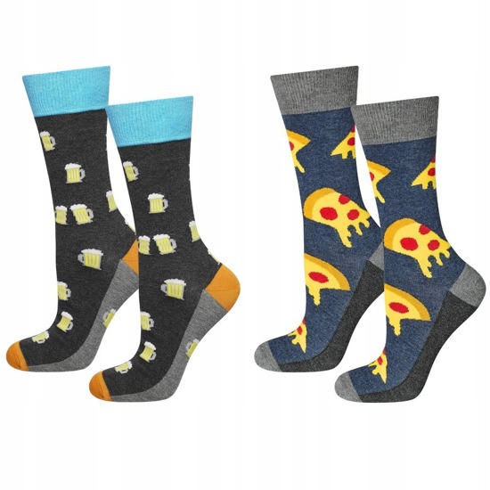 Set di 2x calzini colorati da uomo SOXO GOOD STUFF regalo divertente Pizza 