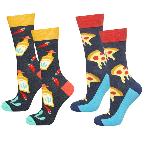 Set di 2x calzini colorati da uomo SOXO GOOD STUFF regalo divertente Pizza 