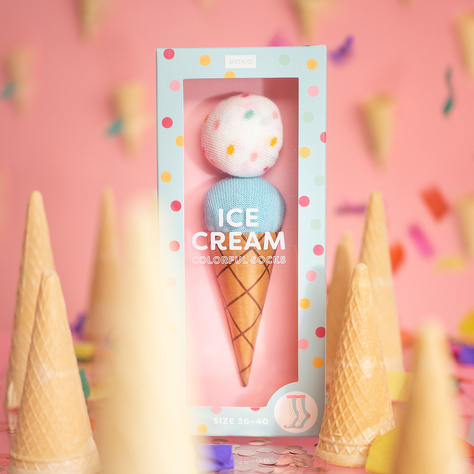 Set di 2x calzini da donna SOXO | Gelato in scatola | Ciambella | Idea regalo ideale
