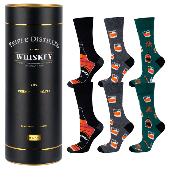 Set di 3 calzini da uomo colorati SOXO GOOD STUFF Whisky 