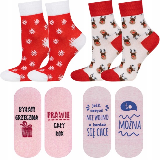 Set di 4 calzini da donna SOXO GOOD STUFF colorati, regalo di Natale per le feste