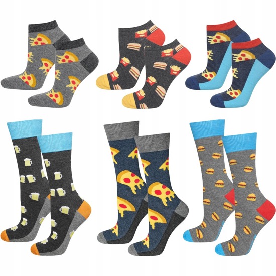 Set di 6 calzini colorati da uomo SOXO GOOD STUFF Pizza