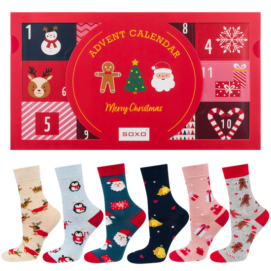 Set di 6 calzini da donna SOXO | Calendario dell'Avvento | idea regalo per lei | giorno di San Nicola