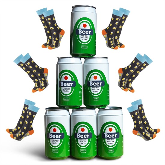 Set di 6 calzini da uomo colorati SOXO GOOD STUFF - birra in lattina 