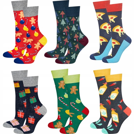 Set di 6 calzini da uomo colorati SOXO GOOD STUFF, un regalo di Natale
