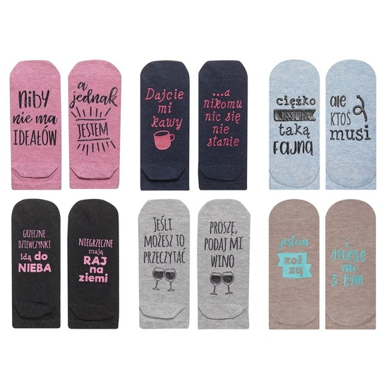 Set di calzini da donna con iscrizioni - 6 confezioni