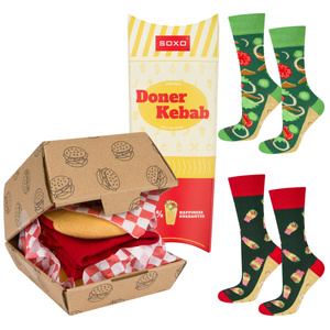 3 calzini da uomo SOXO | Hamburger nel pacchetto | Kebab nella confezione | regalo divertente per lui