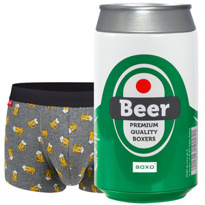 Boxer da uomo in lattina di birra SOXO | Regalo divertente | Festa del ragazzo | Mutandine per lui in confezione originale