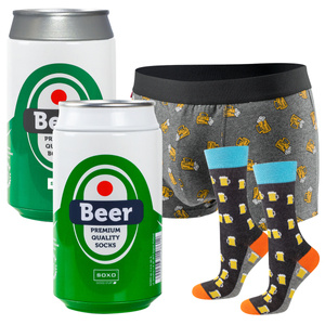 Boxer da uomo in lattina di birra e calzini da uomo in lattina SOXO - regalo divertente per un uomo