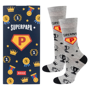 Calzini colorati da uomo SOXO con la scritta "SuperPapa" | Regalo per la festa del papà