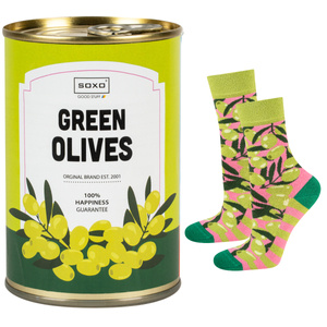 Divertenti calzini olive in scatola SOXO BUONO STUFF per un regalo